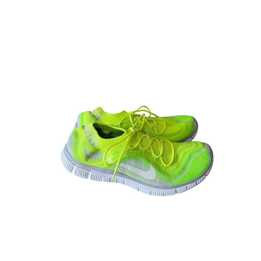 Men’s Nike Free Flyknit+ Volt/Electric Green/Wolf Grey Size 9.5 615805-713 EUC